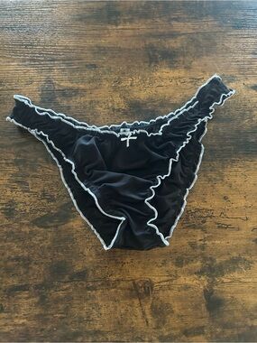 Victoria's Secret Black Bikini Bottom with White Trim medium